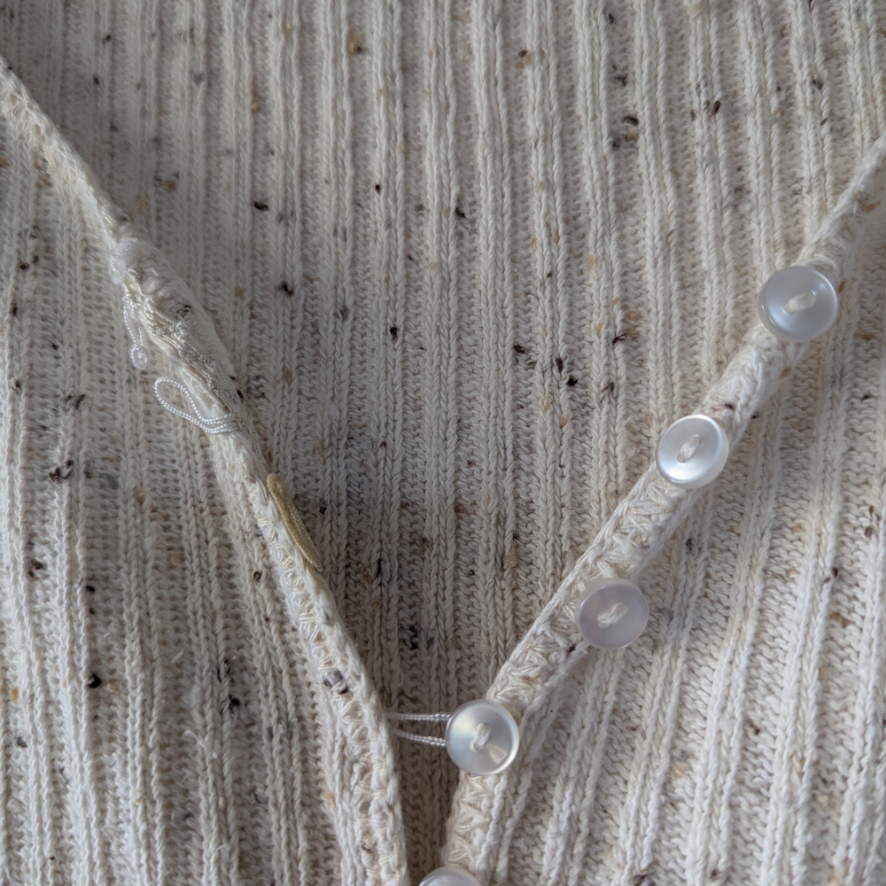 Vintage Cream Ribbed Cardigan - Picture 3 of 6